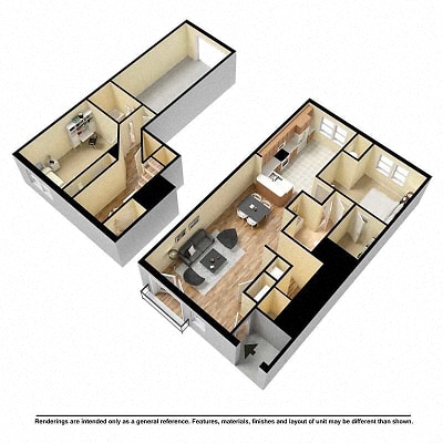 Floor plan for 2 beds, 2 baths, 1405 sqft
